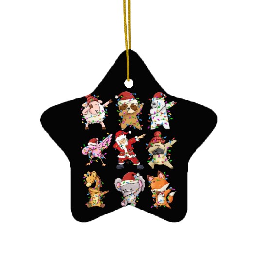 Dabbing Santa Animal Friends Christmas Kids Boys Ceramic Ornaments