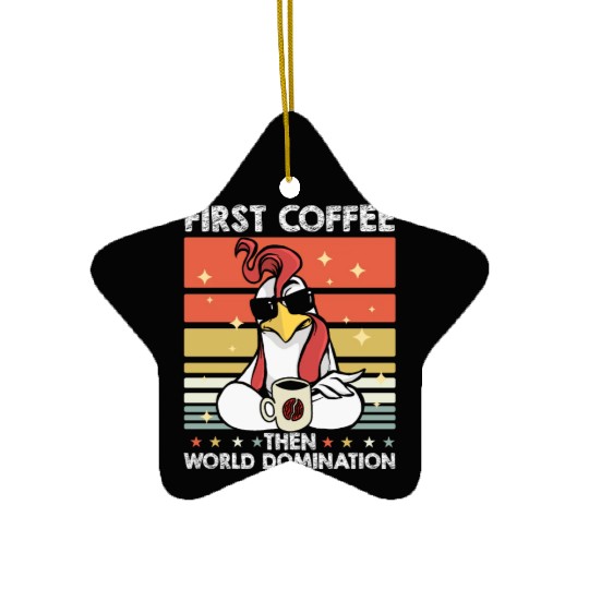 Rooster Cock Coffee Sunglasses Ceramic Ornaments