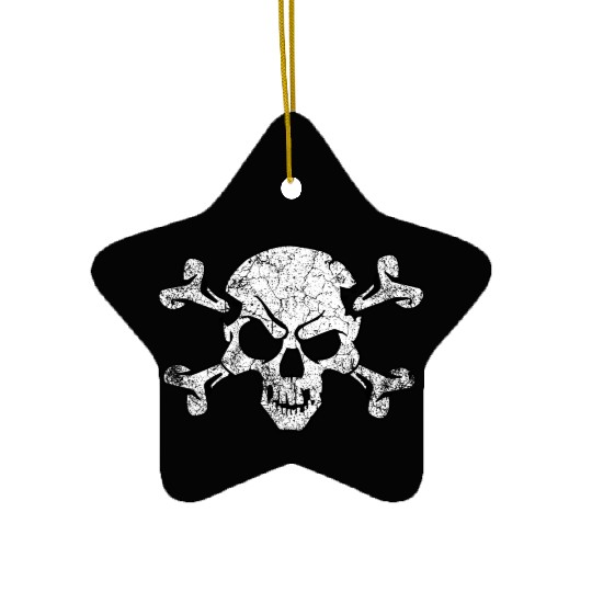 Grunge Pirate Skull And Crossbones Ceramic Ornaments