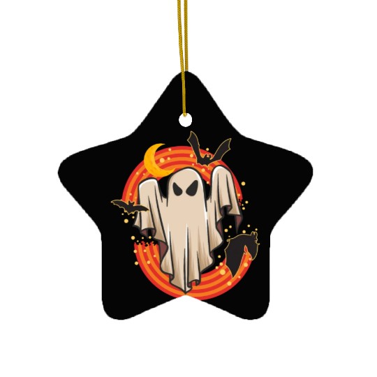 Halloween Theme Cute Ghost Bat Rainbow Coffee Ceramic Ornaments