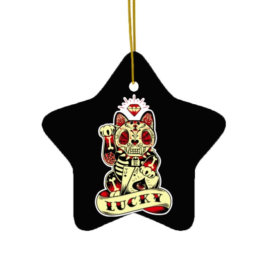 lucky cat Skull Candy Ceramic Ornaments
