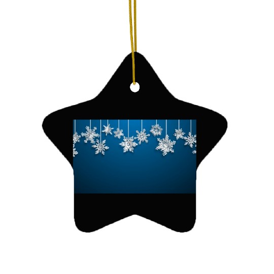 Elegant Hanging Snowflakes Navy Blue Ceramic Ornaments
