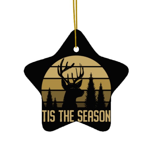 Tis The Season Vintage Dear Hunting Ceramic Ornaments