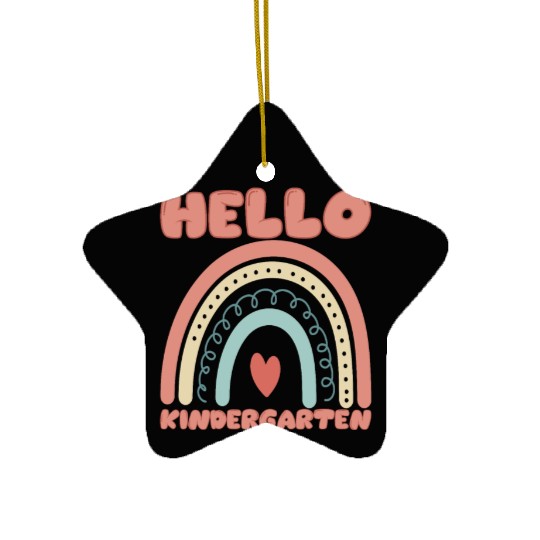 Hello Kindergarten Bohemian Rainbow Student Ceramic Ornaments