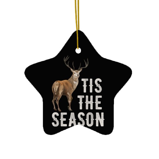 Tis The Season Retro Dear Hunting Ceramic Ornaments