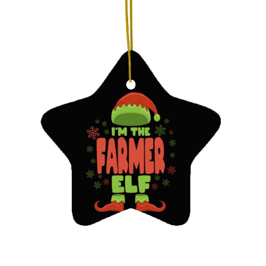 Farmer Christmas Elf Ceramic Ornaments