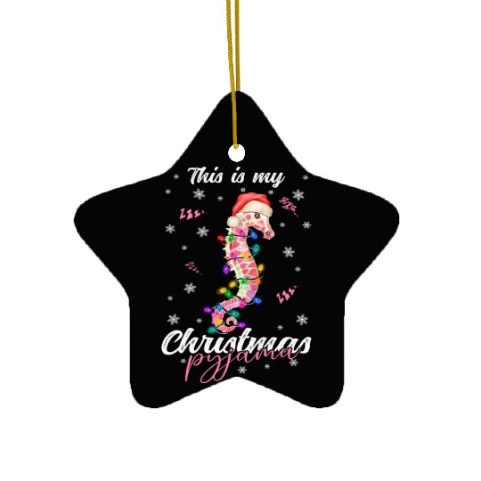 Winter Christmas Pyjama Seahorse Ceramic Ornaments