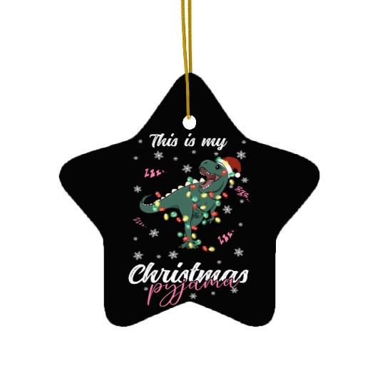 Winter Christmas Pyjama Dinosaur Trex Ceramic Ornaments