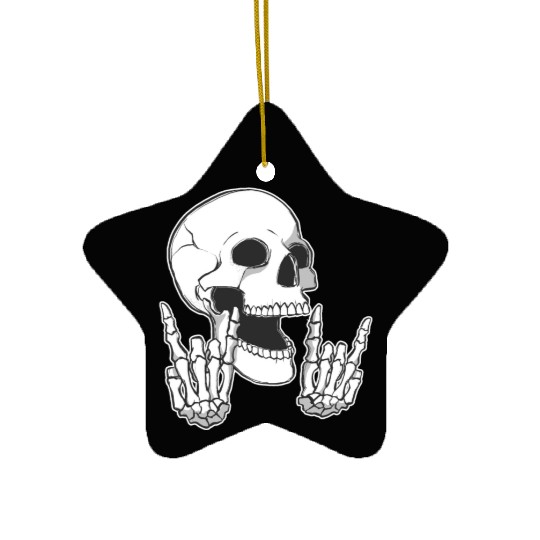 Spooky Skull Heavy Music Halloween Design Ceramic Ornaments
