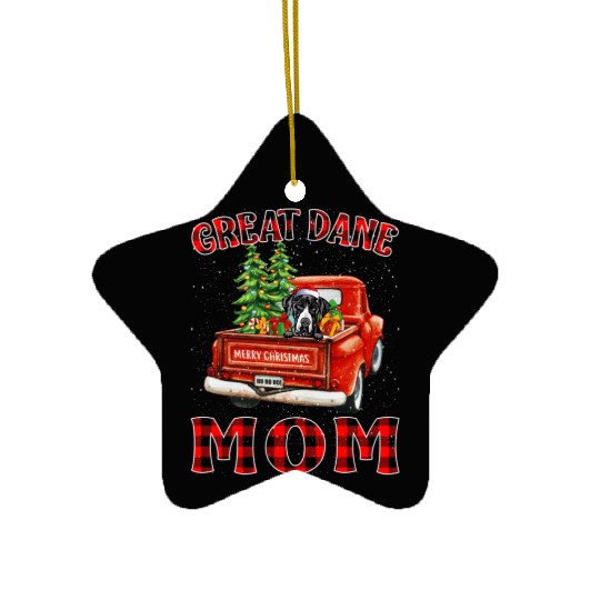Christmas Great Dane Mom Hat Santa Truck Tree Plai Ceramic Ornaments