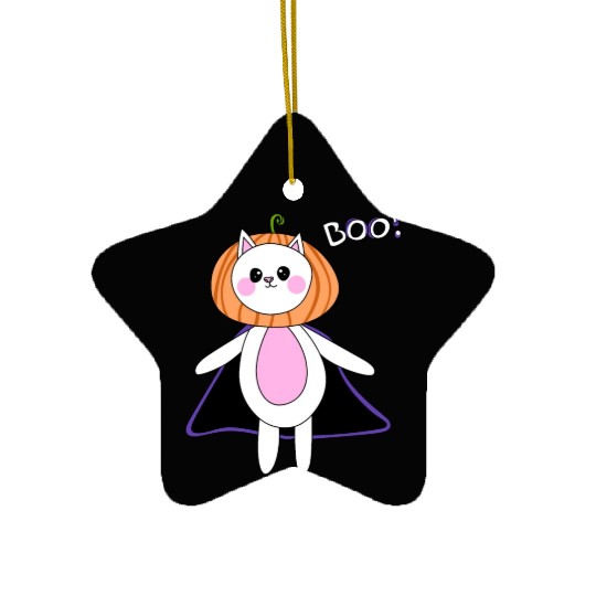 cute cat in halloween melon costume Ceramic Ornaments