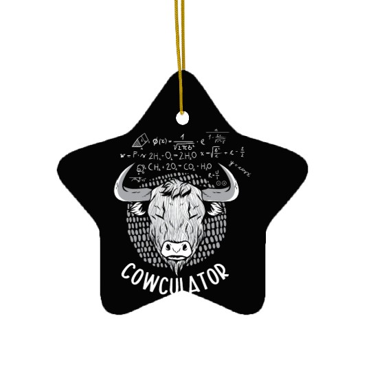 Cowculator Highland Cow Grass Puppy Math Lover Ceramic Ornaments