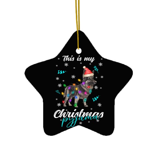 Winter Christmas Pyjama German Shepherd Dog Ceramic Ornaments
