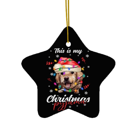 Winter Christmas Pyjama Golden Retriever Ceramic Ornaments