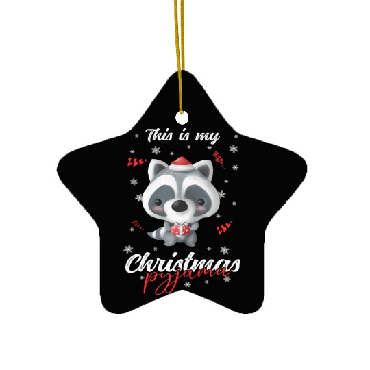 Winter Christmas Pyjama Raccoon Ceramic Ornaments