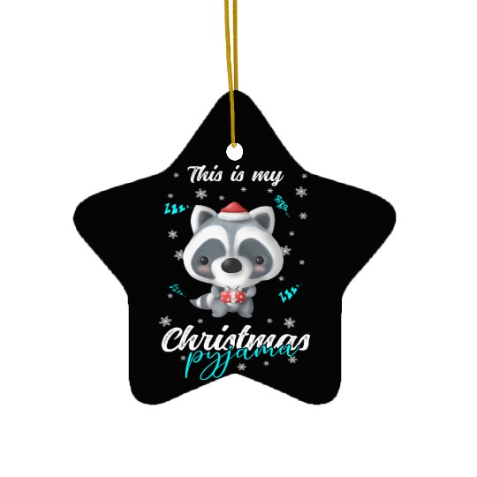 Winter Christmas Pyjama Raccoon Ceramic Ornaments