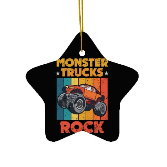 Awesome Monster Trucks Rock Tricks Stunts Wheelies Ceramic Ornaments