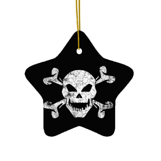 Textured Skull And Crossbones Ceramic Ornaments