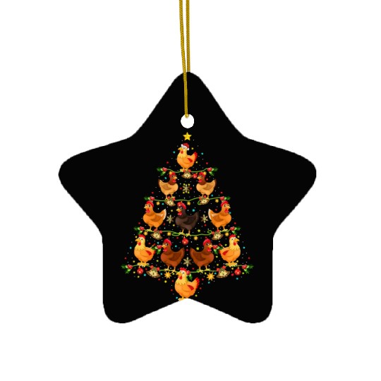 Chicken Lover Xmas Matching Santa Ceramic Ornaments