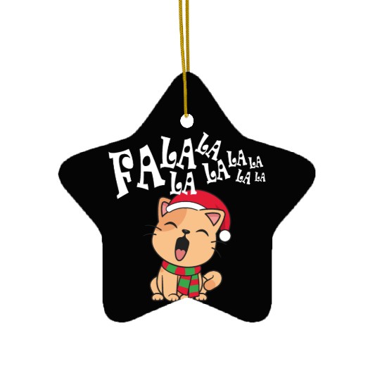 Cute Christmas Cat Singing Fa la la la Song Ceramic Ornaments