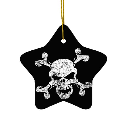 Distressed Skull And Crossbones Ceramic Ornaments