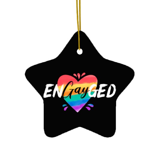 Engayged Rainbow Pride Month LGBTQ Gay Pride Ceramic Ornaments