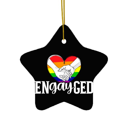 Engayged Rainbow Pride Month LGBTQ Gay Pride Ceramic Ornaments
