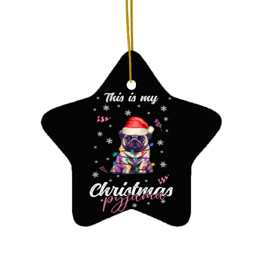 Winter Christmas Pyjama Pug Ceramic Ornaments