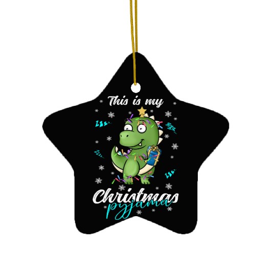 Winter Christmas Pyjama Dinosaur Trex Ceramic Ornaments