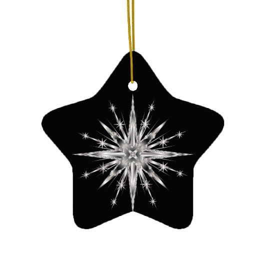 Silver colored glamor timeless star Ceramic Ornaments