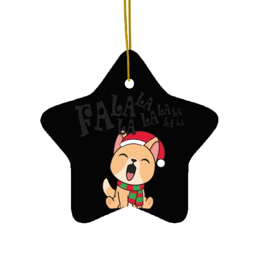 Cute Christmas Dog Singing Fa la la la Song Ceramic Ornaments