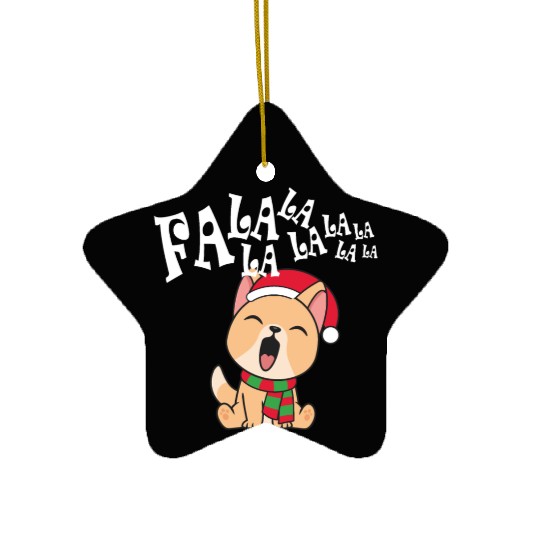 Cute Christmas Dog Singing Fa la la la Song Ceramic Ornaments