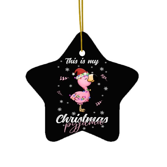 Winter Christmas Pyjama Flamingo Ceramic Ornaments