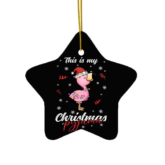 Winter Christmas Pyjama Flamingo Ceramic Ornaments