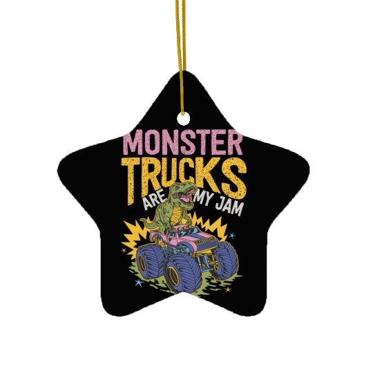 Monster Trucks Are My Jam Vintage Retro Ceramic Ornaments