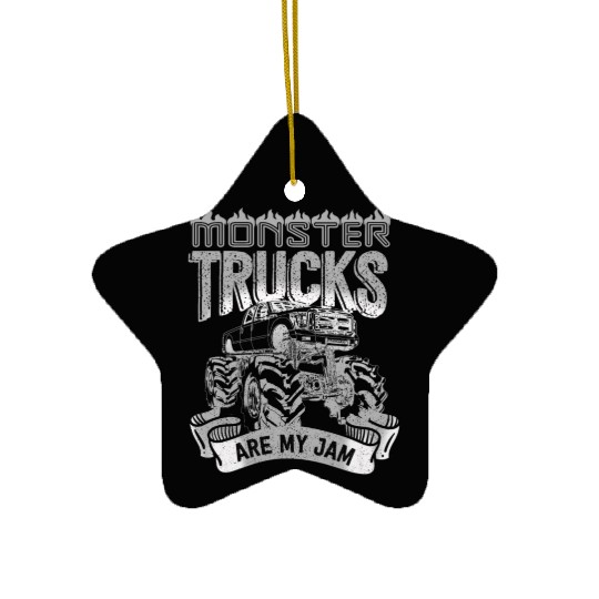Monster Trucks Are My Jam Vintage Retro Ceramic Ornaments