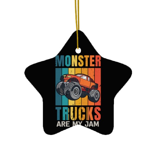 Monster Trucks Are My Jam Vintage Retro Ceramic Ornaments