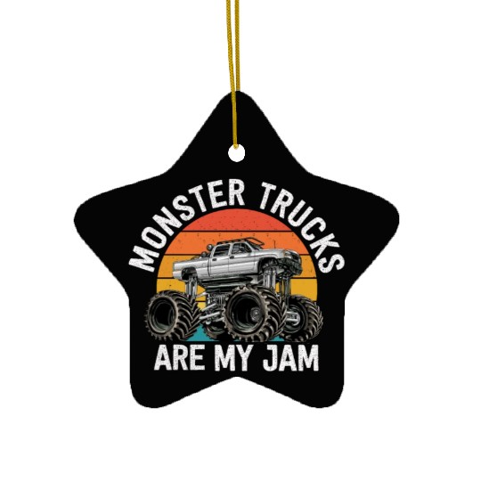 Monster Trucks Are My Jam Vintage Retro Ceramic Ornaments