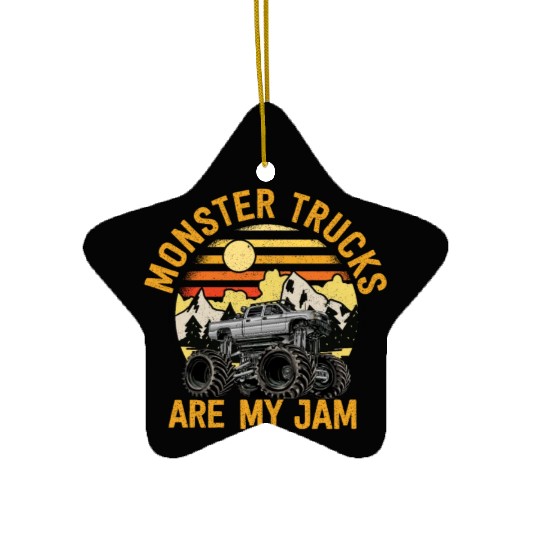 Monster Trucks Are My Jam Vintage Retro Ceramic Ornaments