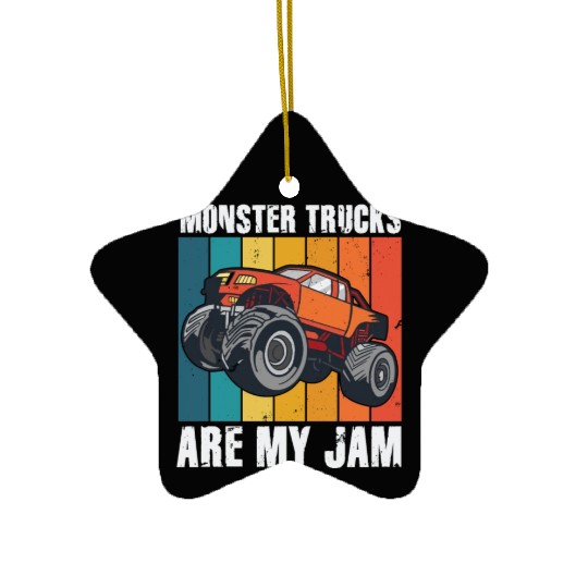 Monster Trucks Are My Jam Vintage Retro Ceramic Ornaments