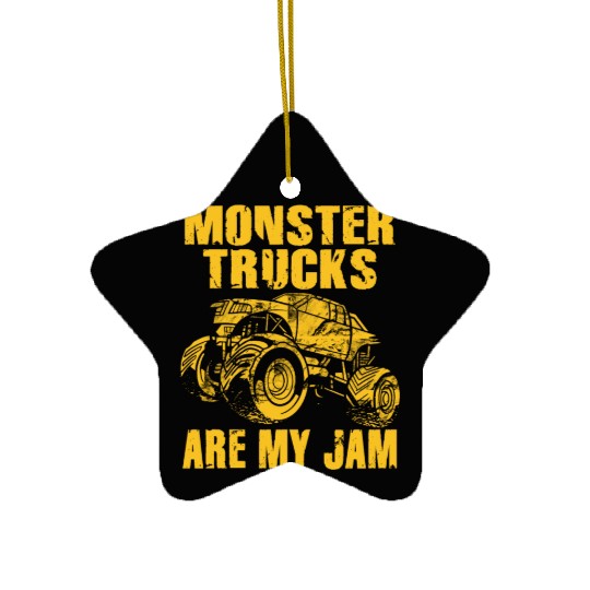 Monster Trucks Are My Jam Vintage Retro Ceramic Ornaments
