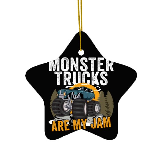 Monster Trucks Are My Jam Vintage Retro Ceramic Ornaments