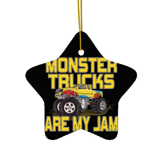 Monster Trucks Are My Jam Vintage Retro Ceramic Ornaments