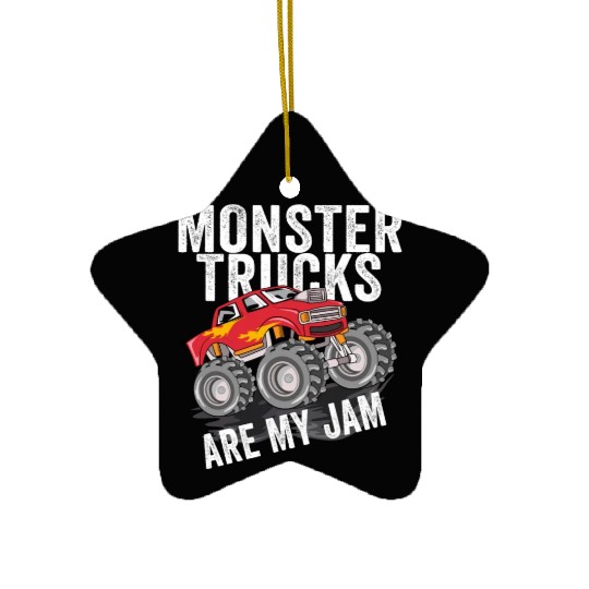 Monster Trucks Are My Jam Vintage Retro Ceramic Ornaments