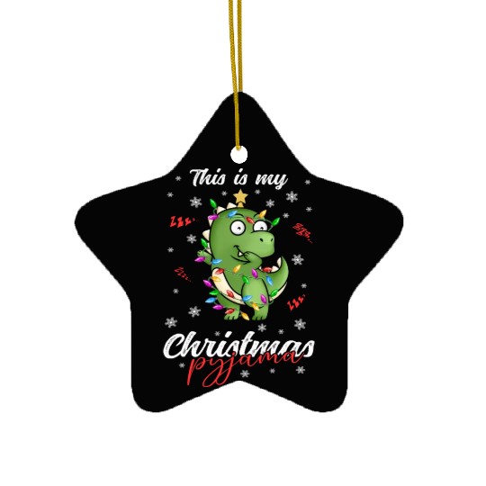 Winter Christmas Pyjama Dinosaur Trex Ceramic Ornaments