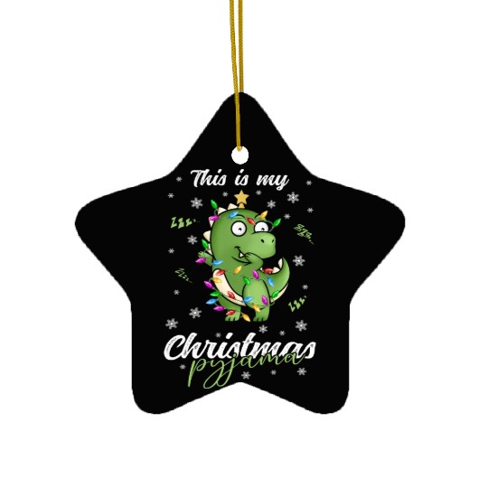 Winter Christmas Pyjama Dinosaur Trex Ceramic Ornaments