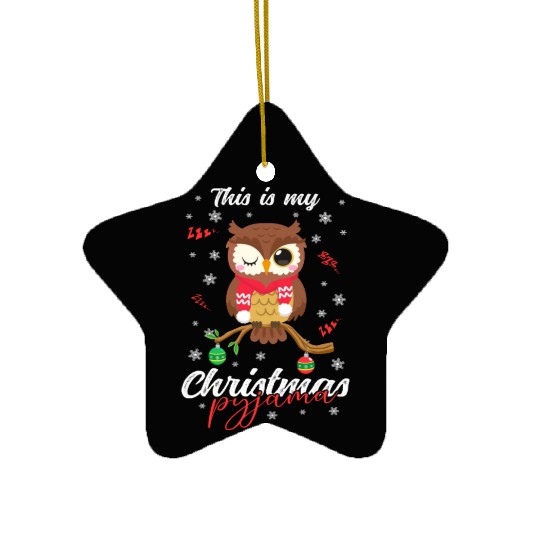 Winter Christmas Pyjama Owl Ceramic Ornaments