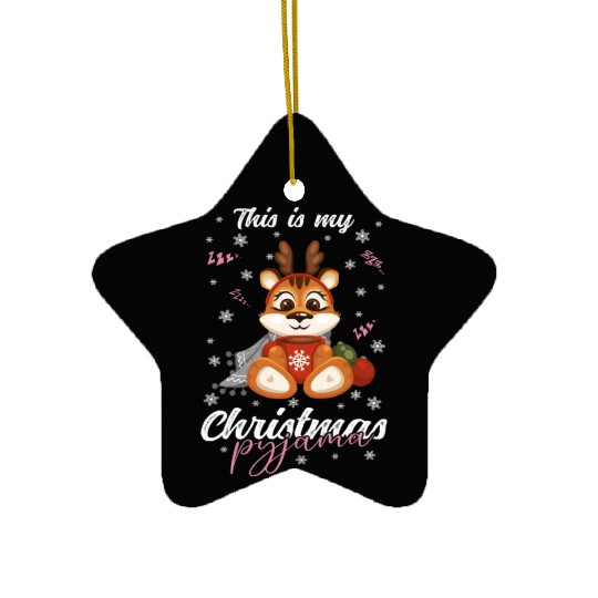 Winter Christmas Pyjama Tiger Ceramic Ornaments
