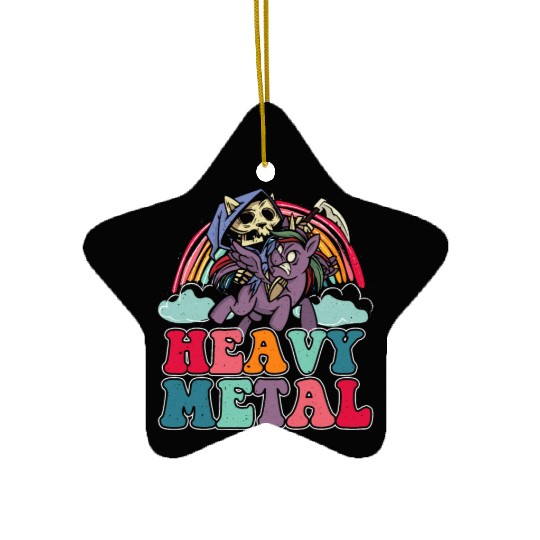Heavy Grim Unicorn Rainbow Metal Music Lover Rock Ceramic Ornaments
