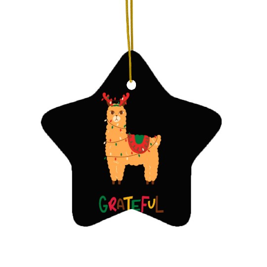 Fa La La La LLama - Grateful ! Ceramic Ornaments